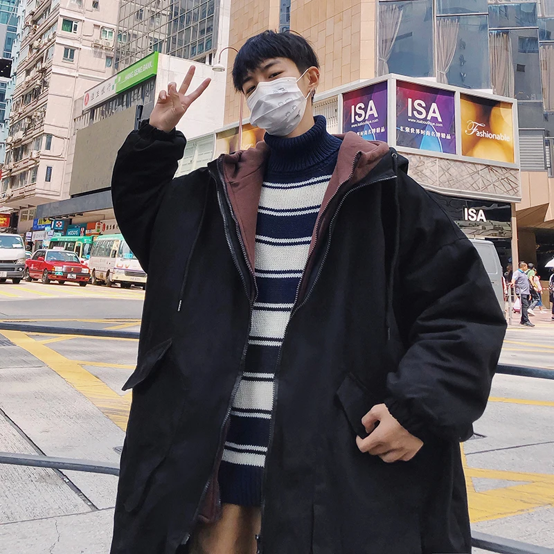 

New autumn/winter 2019 slim-fitting hooded workwear long-sleeved cotton padded jacket is loose and casual for young men