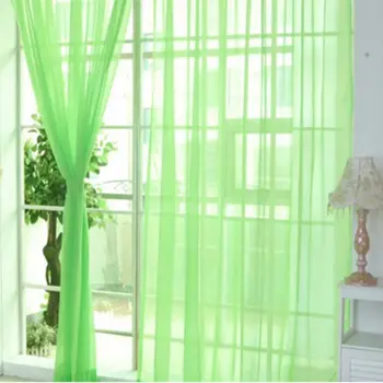 

Fashion Simple Solid Colors Tulle Door Window Curtain Washable Drape Panel Sheer Scarf Valances Translucent Design