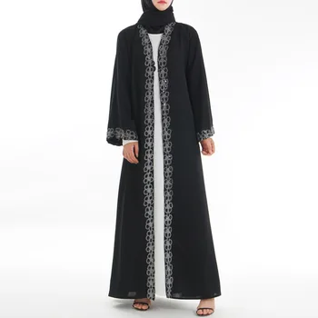

Arab Islamic Clothing Open Abaya Muslim Dress Women Cardigan Kaftan Kimono Long Robe Jubah Turkey Moroccan Arabic Hijab Dress