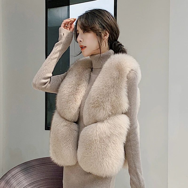 

real fur fox fur coat design ladies winter really fox fur coat detachable real fur coat women short fur vest waistcoats