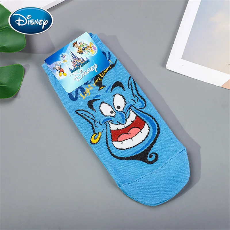 Disney 1pair Mickey Lion King Simba/Wild Boar/Aladdin Lamp God/Dumbo Socks Harajuku cartoon Print Funny sock Adult short Sock