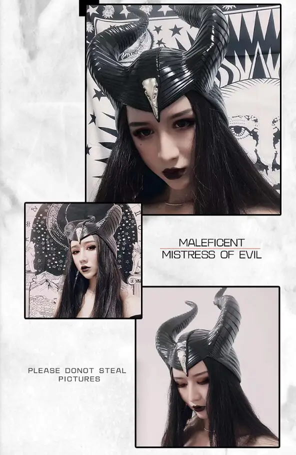 Maleficent: Mistress of Evil cosplay Prop Maleficent головные уборы ПВХ Роговая маска реквизит для Хэллоуина головные уборы шлем вечерние Black queen