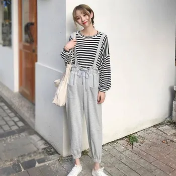 

Summer Women Pants Solid Color High Waist Pant Ladies Youth Loose Casual Pants
