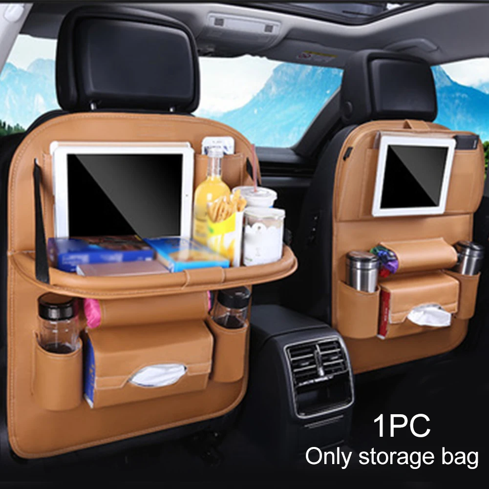 Многофункциональная Складная Автомобильная сумка-Органайзер для планшета с карманом на заднее сиденье для бутылки, универсальный органайзер для хранения из искусственной кожи