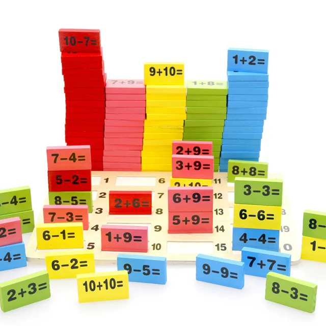 US $12.13 Baby Colorful Wooden Block Montessori Wooden Math Toys for Children 3-4-5-6-7-8 Years Mathematical