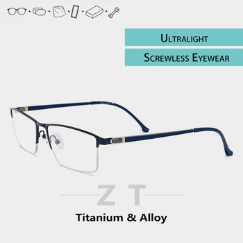 

prescription progressive glasses men screwless Titanium transparent semi rimless eyeglasses designer brand tag eyewear luxury