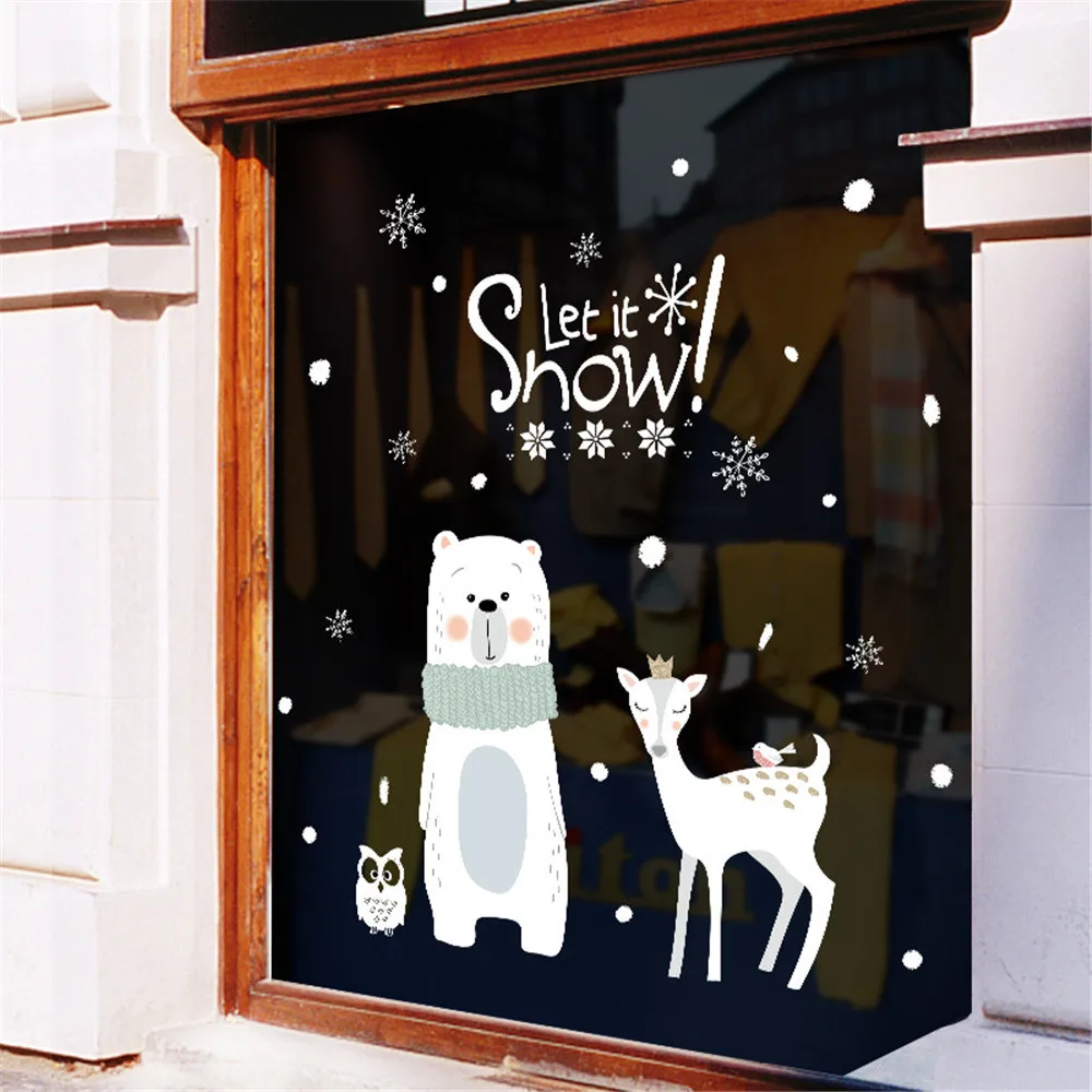 DIY Счастливого Рождества милый снеговик фрески Ресторан торговый центр украшения снег стекло окна съемные настенные наклейки для дома