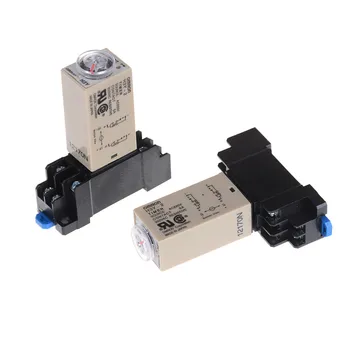 

1Set Time With Socket DPDT & Base Socket H3Y-2 AC 220V Delay Timer Relay 0-30/60 Minute With Base High Quality Time Relay