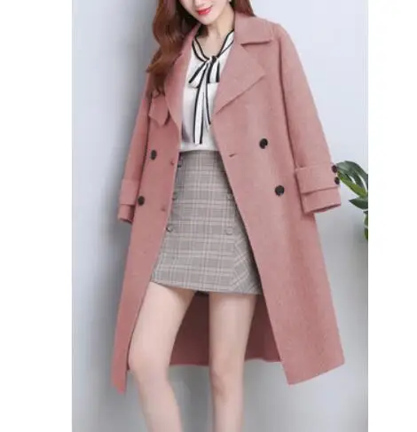 brick red Бренд manteau femme осень зима шерстяное пальто Женская шерстяная куртка Прямой Тонкий длинное кашемировое пальто темперамент элегантные женские куртки - Цвет: brick red