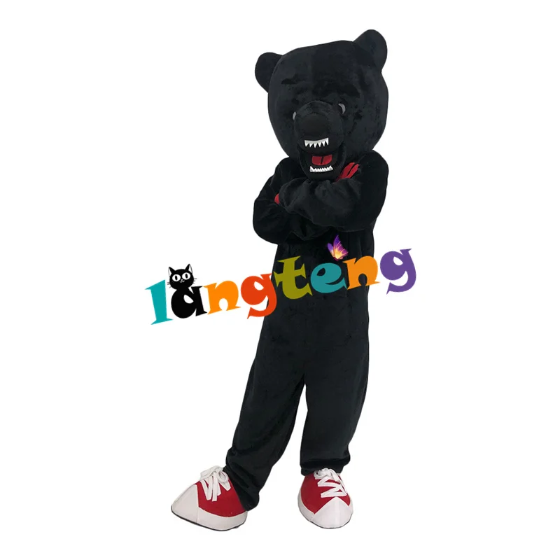 

1244 костюм талисмана черного медведя, костюм для косплея взрослых с пушистыми животными, персонажами мультфильмов