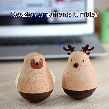

Wooden Crafts Wood Tumbler Toy Mini Doll for Home Office Desk Decoration HKS99