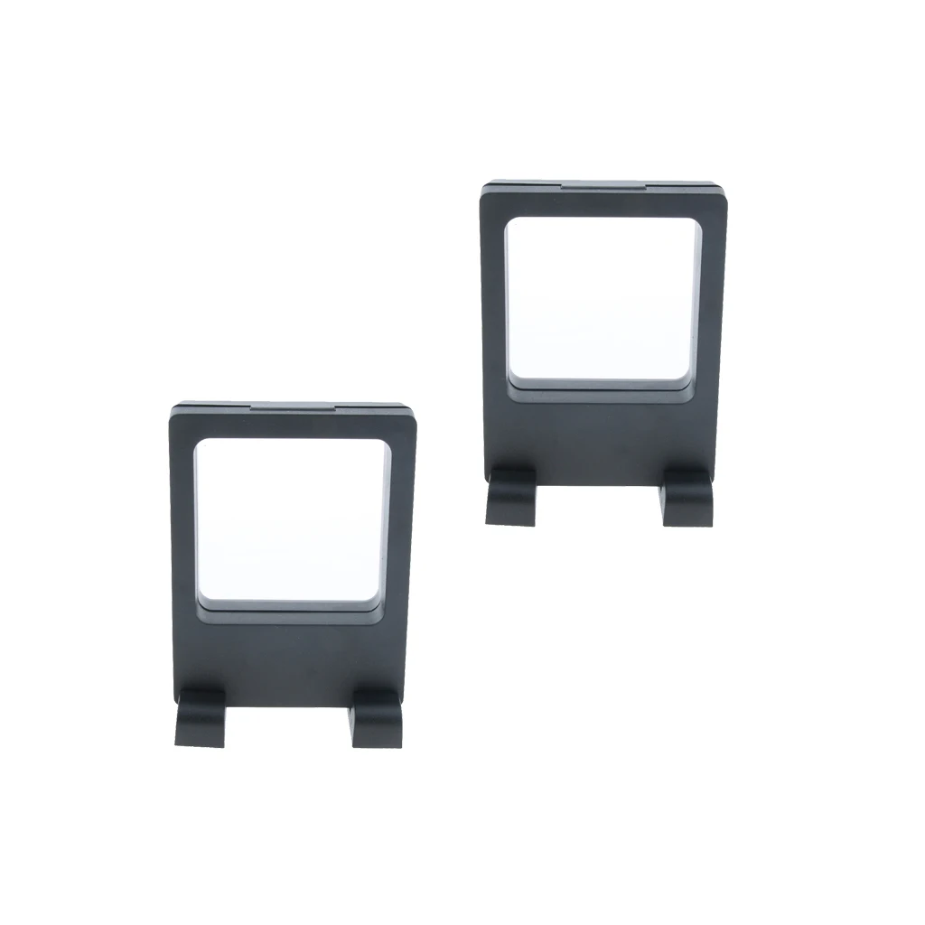 

2Pcs 3D Floating Jewelry Coin Display Frame Case Box Stand Rack Holder 9x7cm