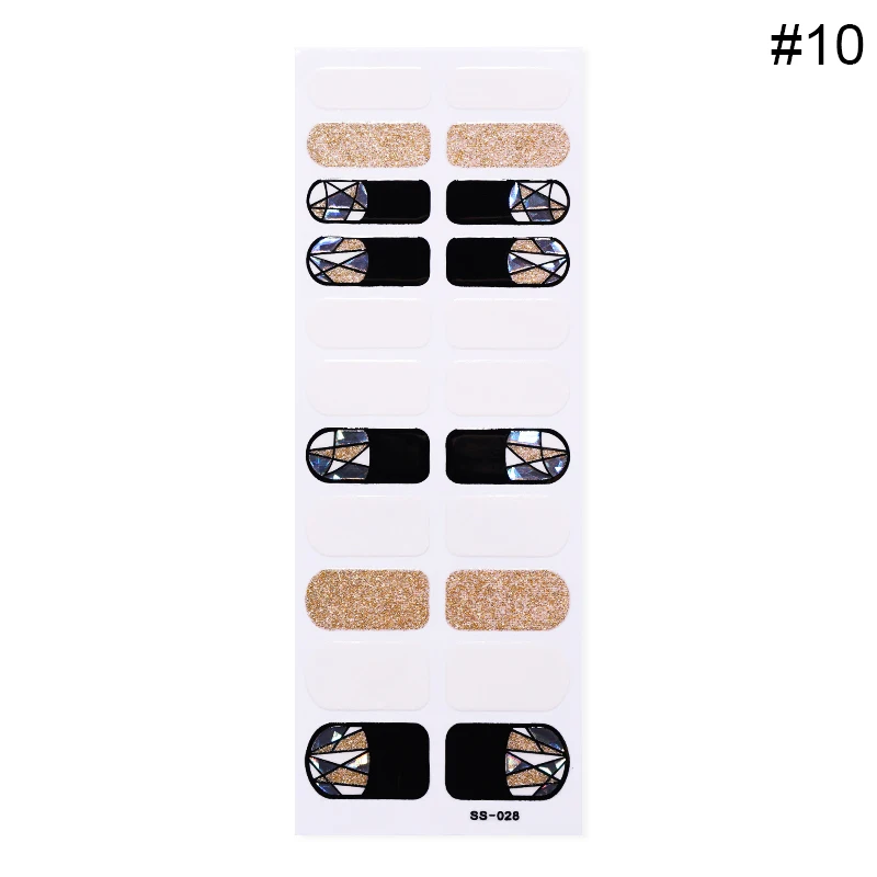 1 лист на весь ноготь обертывания смешанные полосы Дизайн Клей переводные наклейки на ногти красочные полное покрытие наклейки для дизайна ногтей украшения - Цвет: 10