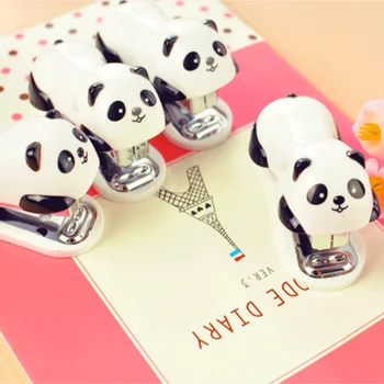 

1Pc Cute Mini Panda Stapler Set Cartoon Office School Supplies Kawaii Staionery Paper Clip Binding Binder Book Sewer