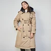 British Down Trench Coat Winter White Duck Down Jacket Women Hooded Long Thick Warm Jackets Puffer Feather Female Parka Mujer ► Photo 1/6