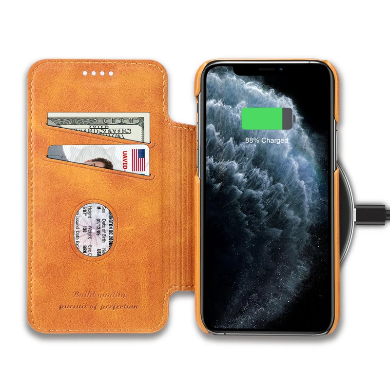  For iPhone 11 2019 PU Leather Flip Case Retro Multifunction Cover Slim Business Card Smart Phone Ba