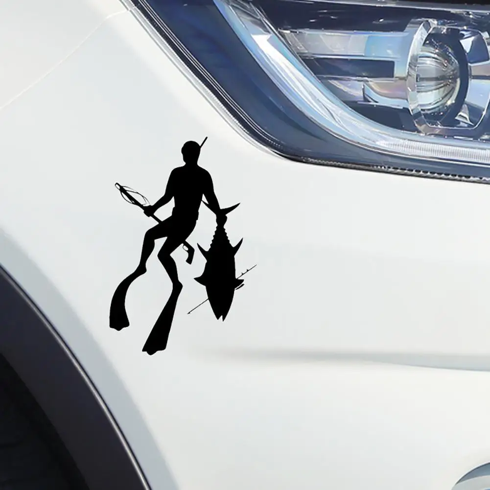 Car Sticker Diving Diver Shark Silhouette Fishing Car Truck Sticker ...