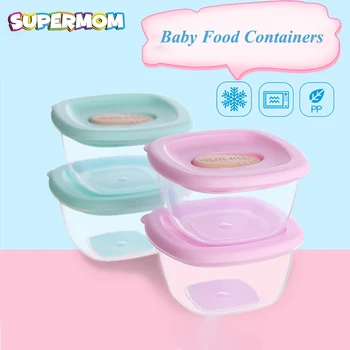 

Baby Food Containers Children's Snack Box Baby Milk Feeding Food Storage Container Convenient Microwave Freezer Food Box 4Pcs