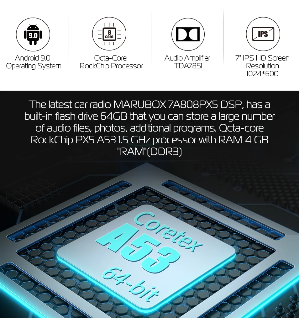 Excellent Marubox 7A808PX5 DSP, 4GB 64GB 2 Din Car Multimedia Player for Multivan 2003-2014 DVD Radio, Android 9.0 1