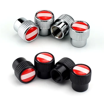 

4pcs Car Wheel Tires Valves Stem Dust Caps Austria Flag Style Alloy Anti Theft Tyre Valve Air Dust Caps Moto Bike Airtight Cover