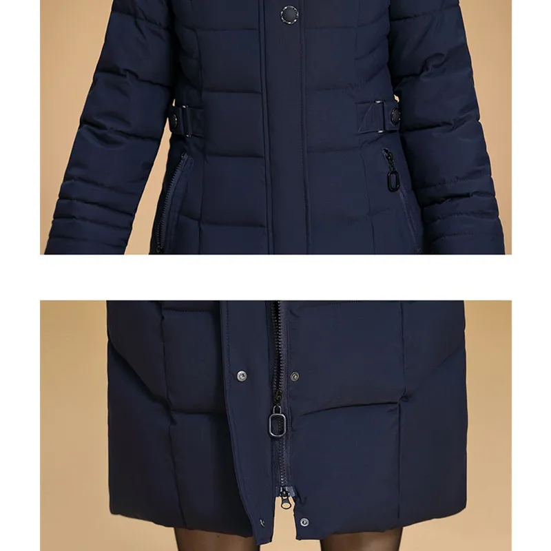 Женский пуховик среднего возраста, хлопковая куртка, зимнее пальто, ветронепроницаемое теплое плотное женское длинное пальто, плюс размер, парка, тонкое пальто с капюшоном, 6XL