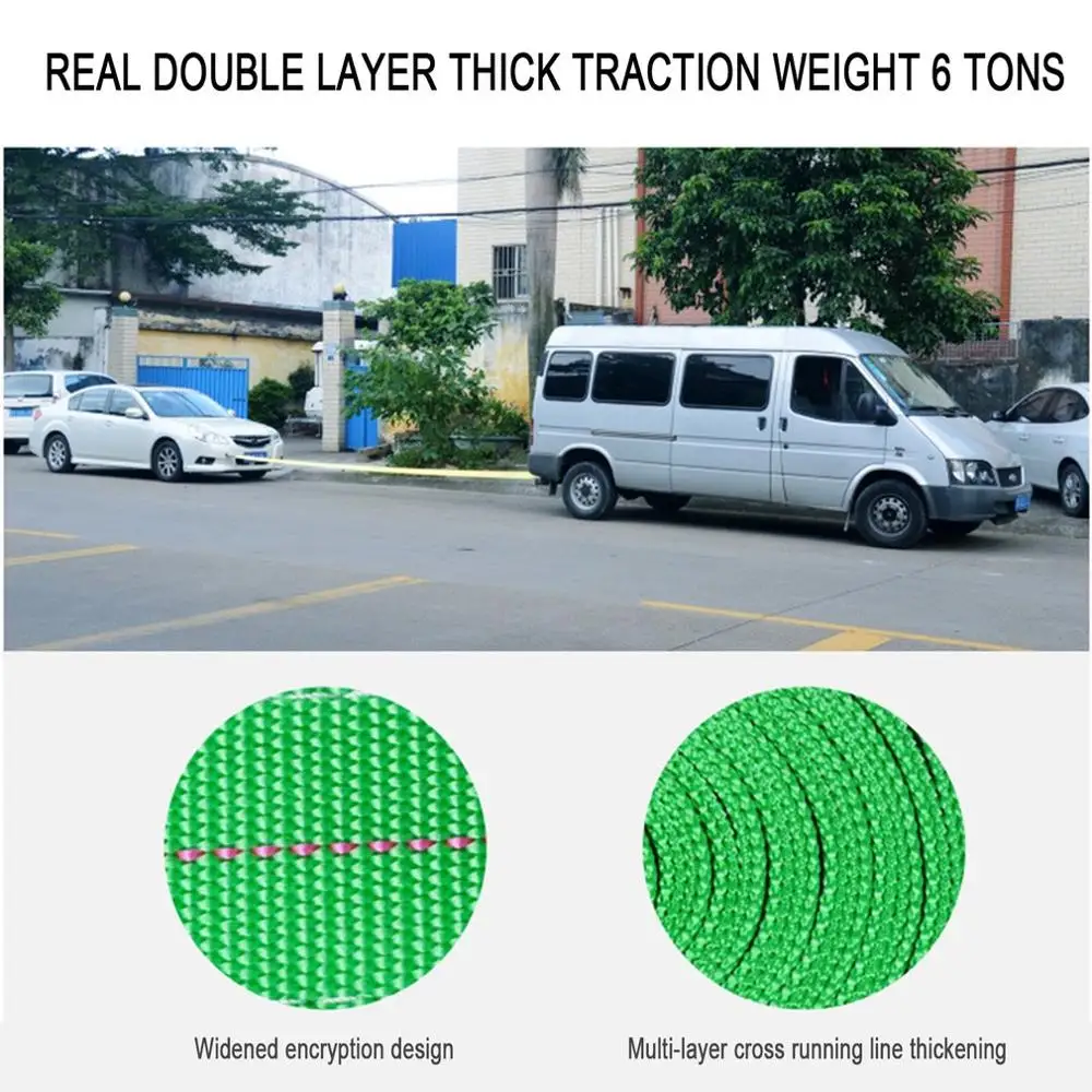 Зеленый запасной ремень лебедки прицепа 4,5 м 6 тонн 50 мм Расширенный толстый автомобильный ремень для прицепа с крючками безопасности