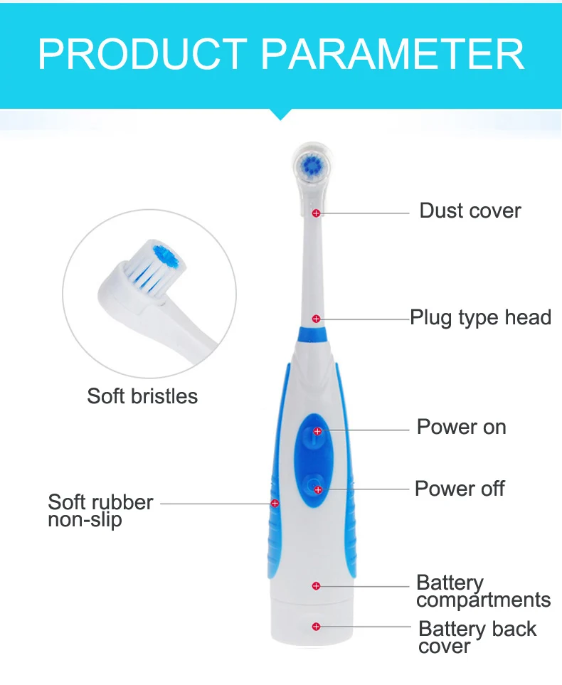 1 Set Electric Toothbrush With 4 Brush Heads Battery Operated Oral Hygiene No Rechargeable Teeth Brush For Adult