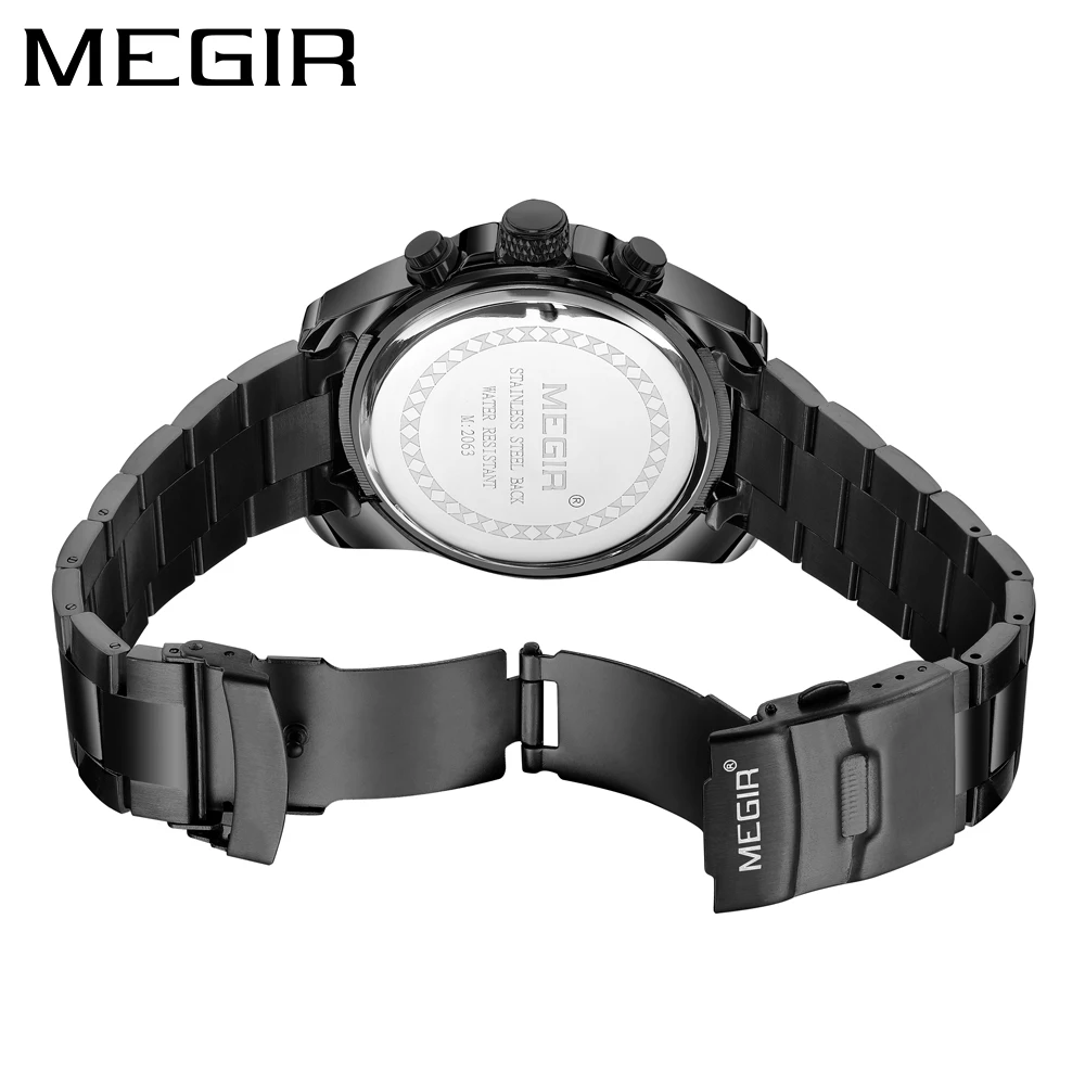 MEGIR Men Watch Business Full Steel Quartz Watches Chronograph Men Casual Waterproof Date Sports Watch Clock Relogio Masculino