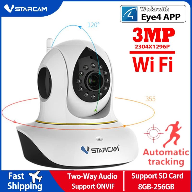 Vstarcam C38S 1296P Full HD Wireless IP Camera wifi Night Vision 3 MegaPixel Security Internet Surveillance 3MP | Безопасность и