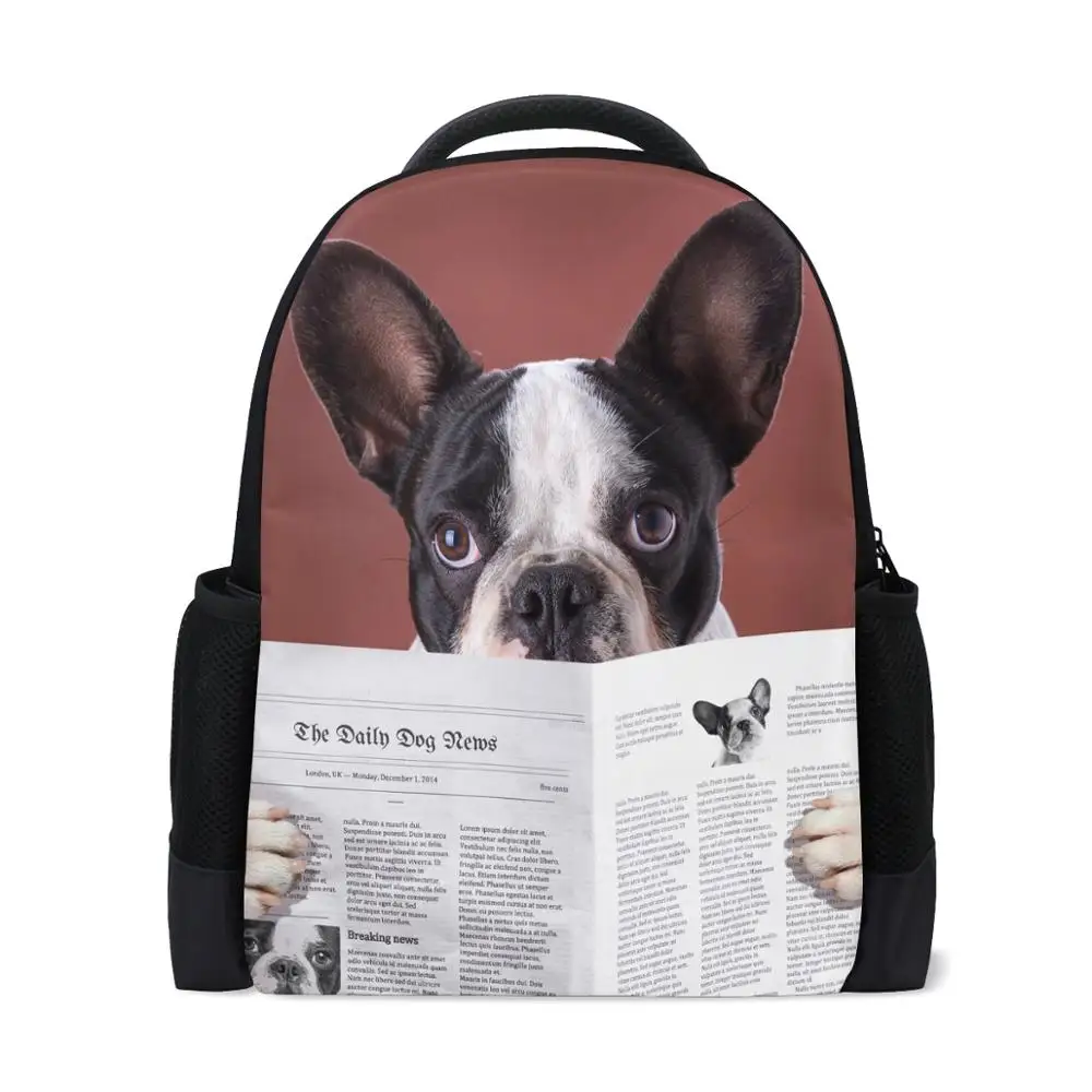

ALAZA Teenager Backpack Reading the dog Printing Large Space Polyester Laptop Bag School Travel Shoulder Bag Custom Your Design