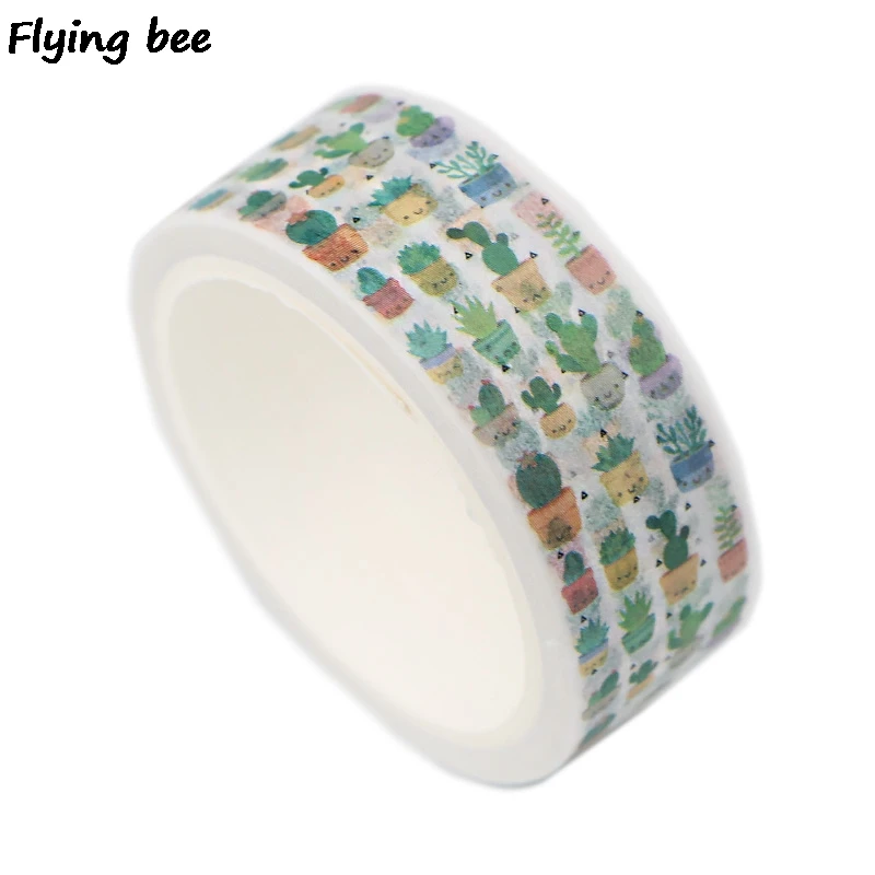 Flyingbee 15 мм X 5 м бумажная васи лента кактус Милая клейкая лента DIY Скрапбукинг наклейка этикетка блокнот маскирующая лента X0501