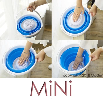 

Fold-tub Mini Washing Machine Ultrasonic Cleaning Small Portable Washer USB Dormitory Mini Laundry Machine with Folding Barrel