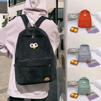 

Women's Corduroy Backpack Cute Shoulder Bag School Student Bag Simple Travel Bag