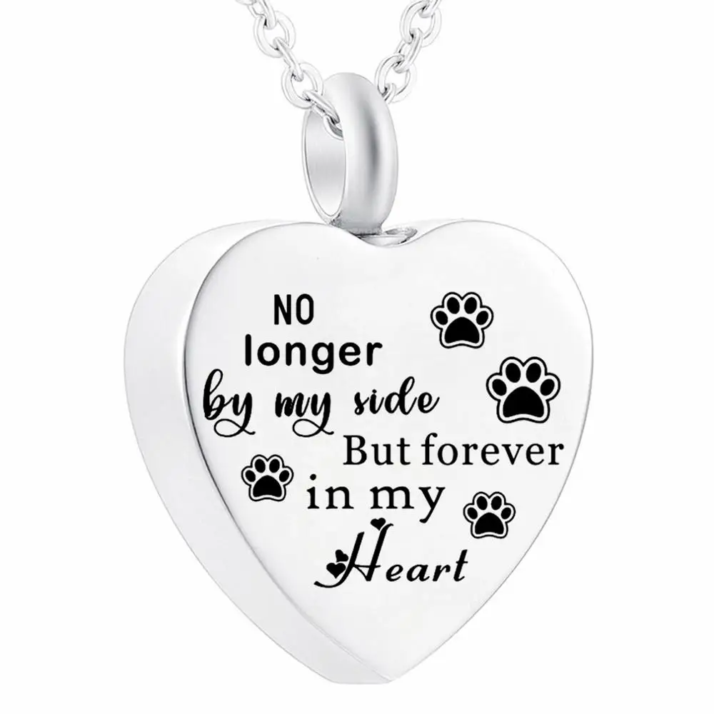 No longer by My Side But forever in My Heart Cremation Urns for Ashes Heart Necklace Stainless Steel Memorial Keepsake Jewelry