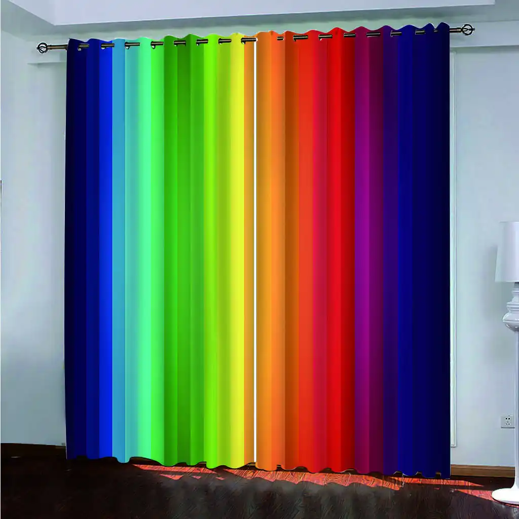 cortina de tela con dibujos de arcoiris para dormitorio y sala de estar oscurecimiento termico 2 paneles juego