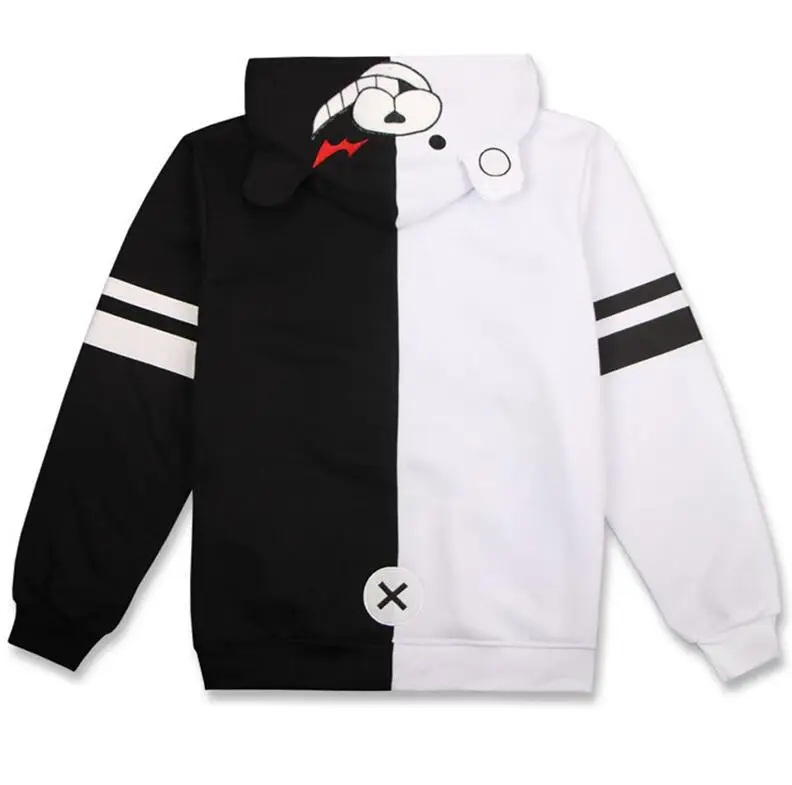 Аниме ganganronpa monokuma косплей костюм, унисекс свитер с капюшоном черный, белый цвет детский комплект одежды с длинными рукавами и медведем на каждый день Повседневный пиджак, куртка