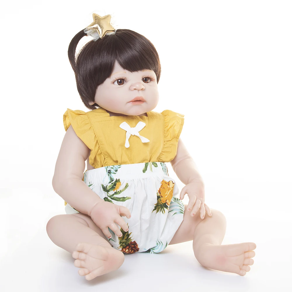 55cm Full Silicone Body Reborn Baby Doll Toy Bebe Reborn 22inch Newborn Girl Princess Babies Doll Bathe Toy Kid Gift