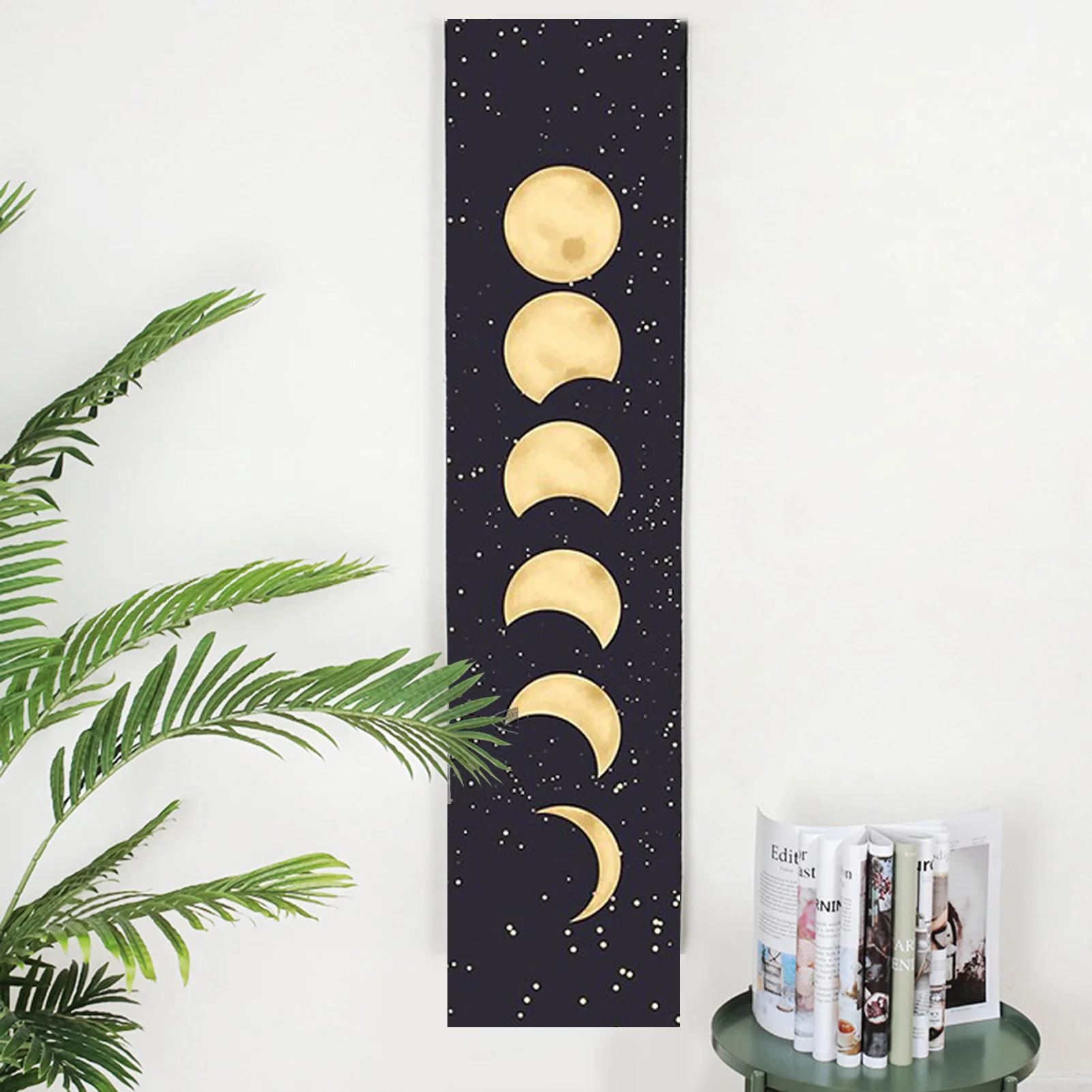 Psychedelic Moon Phase Tapestry Black Galaxy Night Sky Wall Hanging Throw Blanket