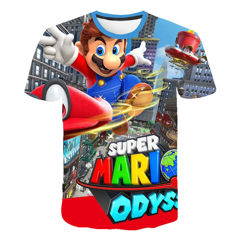 

2020 Summer Funny Sonic hedgehog T shirt boys and girls summer cartoon Mario short sleeve top children's clothing Hot Sale