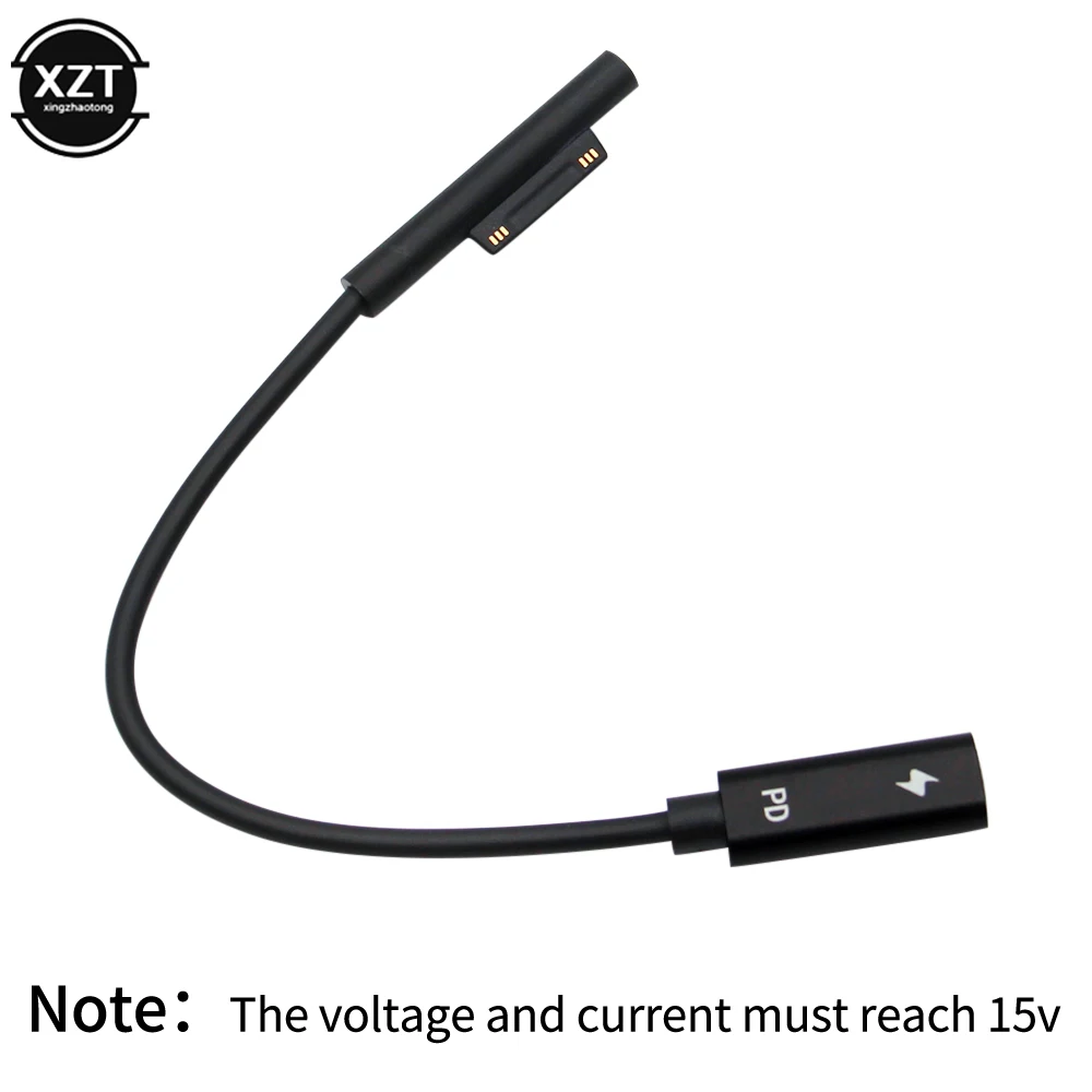 20CM 15V 3A USB Type-C Power Supply for Microsoft Surface Pro 3 4 5 6 Go PD Charging Adapter Cable DC Cord Fast Charger Tablet