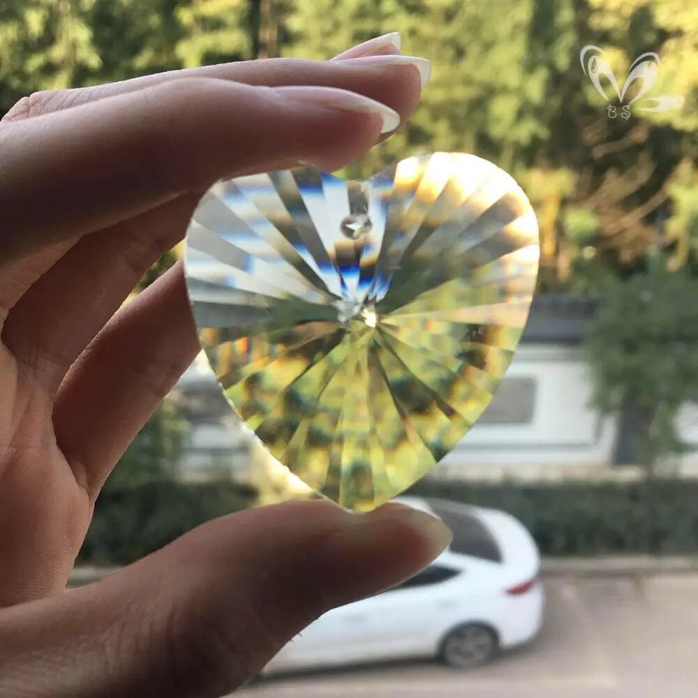 40mm Heart Crystal Prisms Chandelier Part Pendant Suncatcher Glass Art Hanging Home Decor DIY Ornament Faceted | Лампы и освещение
