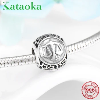 

2018 Women fashion round shape Libra Constellation bead 925 Sterling Silver Fit Original Pandora Charm Bracelet Jewelry making