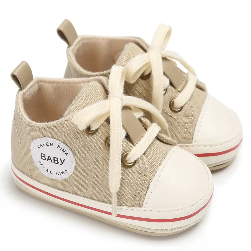 WEIXINBUY nouveau-né bébé chaussures infantile premiers marcheurs Tollder toile chaussures à lacets bébé filles Sneaker Prewalker 0-18M