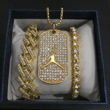 Мужское золотое ожерелье в стиле хип-хоп, ожерелье «Баскетбол», Кристальное ожерелье с кулоном из кубинского камня, ювелирные изделия для мужчин