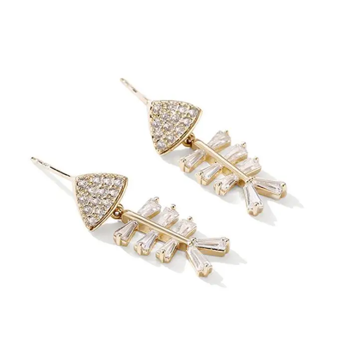 earrings Синди Сян(сочетание ароматов риса и орехов) кубического циркония Броши Рыба для женщин медные булавочные callor брошь в виде милых животных Ювелирные изделия Свадебные аксессуары для ванной комнаты в подарок - Окраска металла: earrings