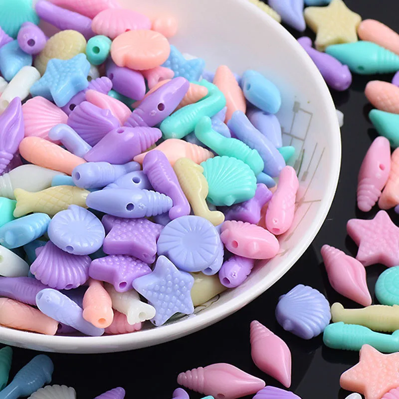 55pcs Light Color Marine Animal Acrylic Beads DIY Beach Bracelet Jewelry Baby Toy Accessories | Украшения и аксессуары