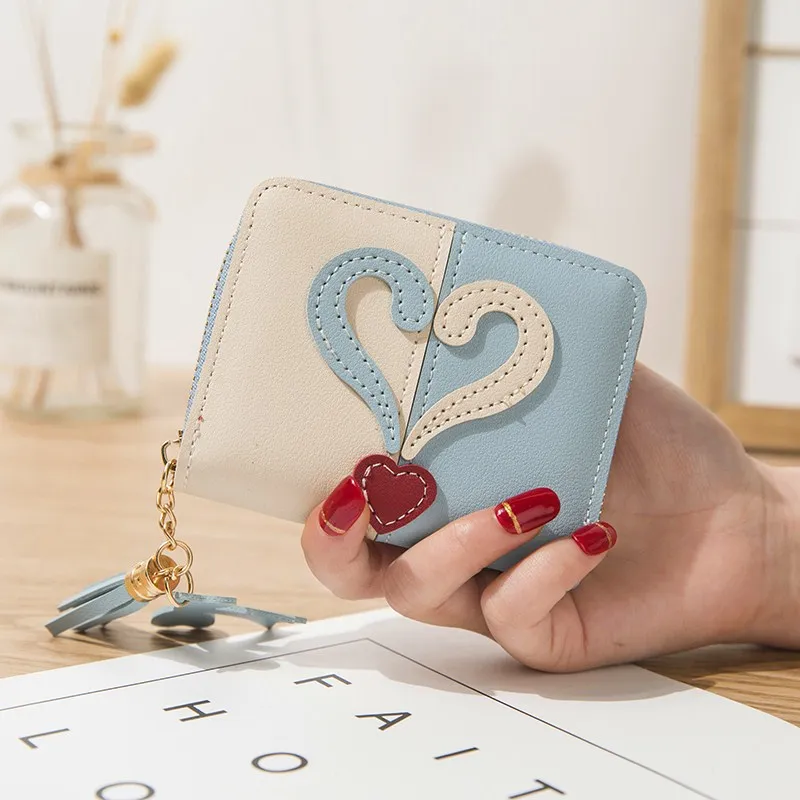 

New zero wallet zipper small wallet women's short wallet Student Korean fashion Mini contrast fringe Wallet