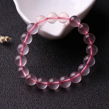 

Natural gemstone pink crystal bead bracelet, transparent hibiscus stone, yoga health energy bracelet, ladies jewelry gift