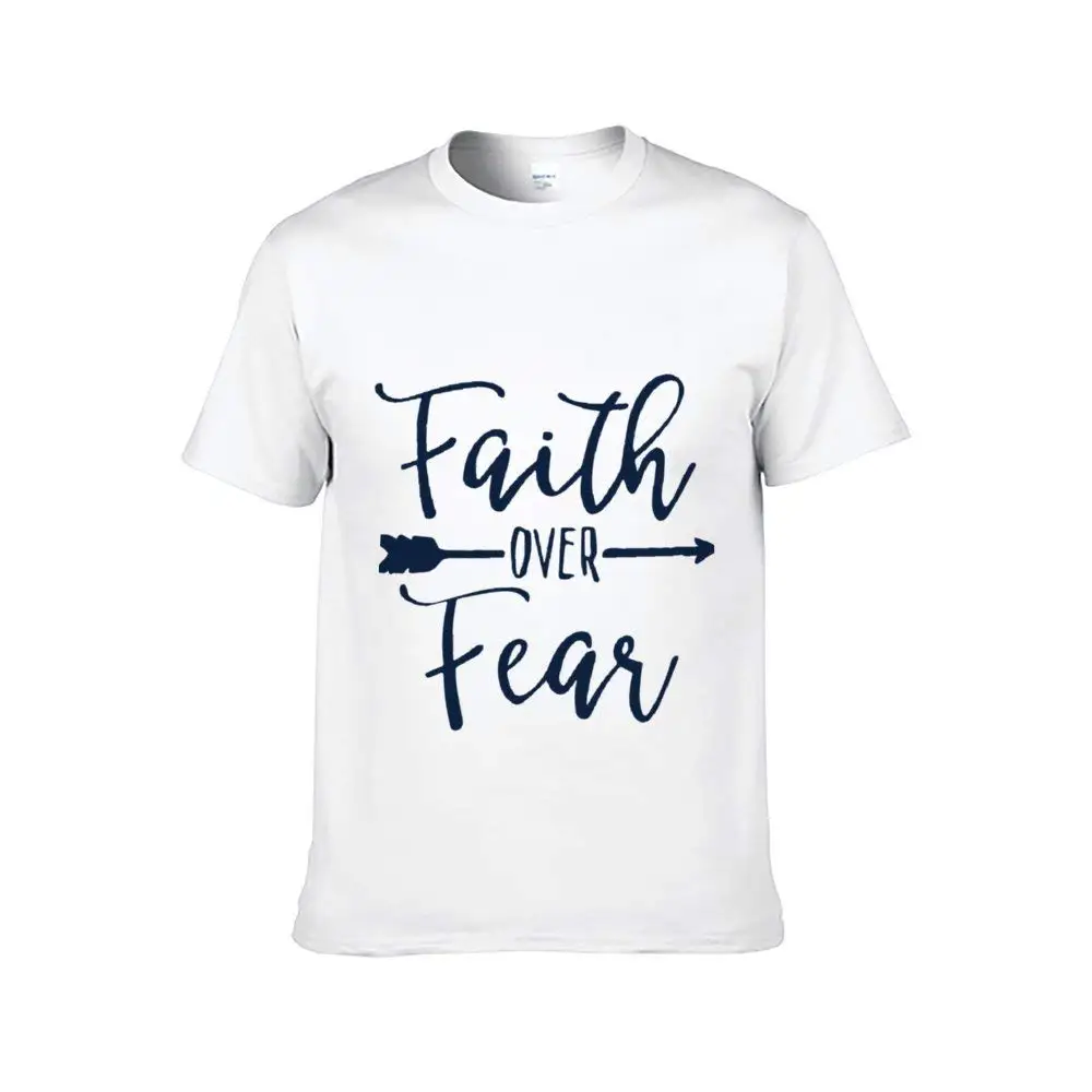 Faith Over Fear спортивные футболки с круглым вырезом чистый хлопок летняя мужская