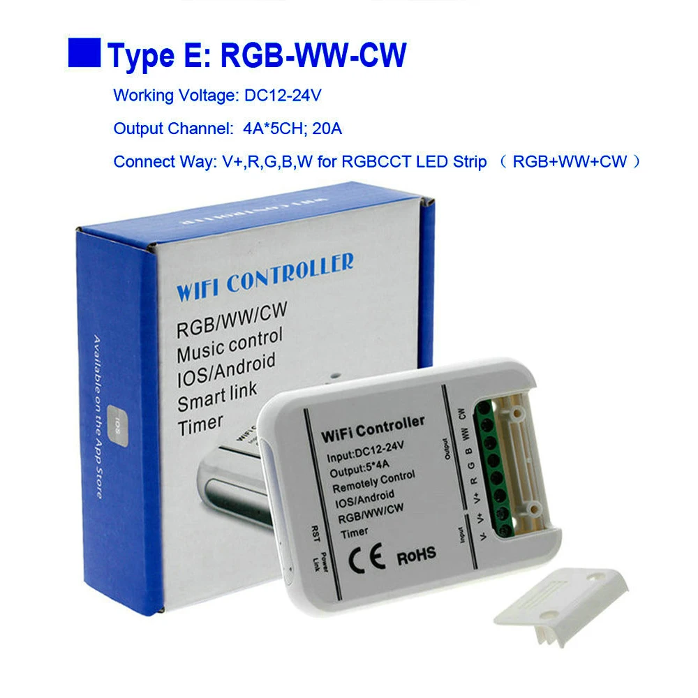 Светодиодный интеллектуальный контроллер Wi-Fi RGB/RGBW RGBCCT DC12-24V смартфон Fo RGB/RGBW RGBCCT светодиодный полосы